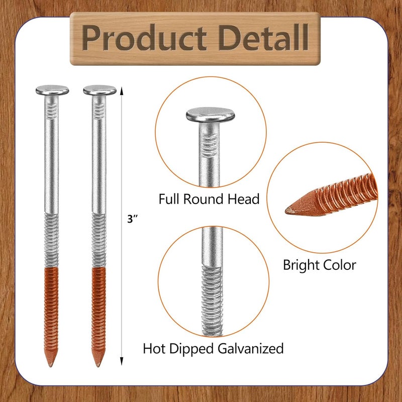 SITLDY 21 Degree Framing Nails 1000 Count, 3-Inch x .12“ Ring Shank, Full Round Head Hot Dipped Galvanized, for Pneumatic Electric 20 to 22 Degree Framing Nailer - Image 5